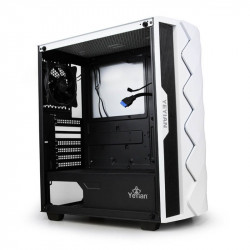 GABINETE GAMER YEYIAN ABYSS 2500, CON VENTANA LATERAL RGB , MIDI TOWER NEGRO, BLANCO