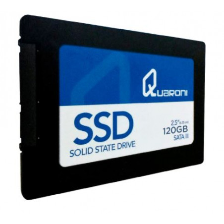 UNIDAD DE ESTADO SOLIDO SSD QUARONI 2.5 120GB SATA3 6GB/S 7MM LECT 410MB/S ESCRIT 170MB/S.